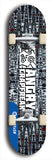 Skateboard deck: Limited edition, North American maple skateboard deck designed by underground artist BellyRash - available widths 7.5 to 8.5 inches in both mellow concave and steep concave shapes. Artwork: ANGRY CRAPFREAK brand popsicle-shaped with a multi-colored patterned background