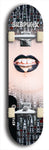 Skateboard deck: Limited edition, North American maple skateboard deck designed by underground artist BellyRash - available widths 7.5 to 8.5 inches in both mellow concave and steep concave shapes. Artwork: SK8PUNX logo brand popsicle-shaped deck