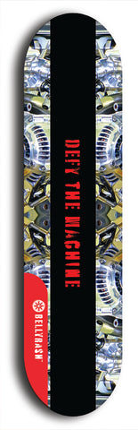 Skateboard deck: Limited edition, North American maple skateboard deck designed by underground artist BellyRash - available widths 7.5 to 8.5 inches in both mellow concave and steep concave shapes. Artwork: DEFYANT GIANT logo brand popsicle-shaped deck