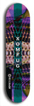 Skateboard deck: Limited edition, North American maple skateboard deck designed by underground artist BellyRash - available widths 7.5 to 8.5 inches in both mellow concave and steep concave shapes. Artwork: XOMFUG logo brand popsicle-shaped deck