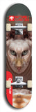 Skateboard deck: Limited edition, North American maple skateboard deck designed by underground artist BellyRash -- available in widths 7.5 to 8.5 inches in both mellow concave and steep concave shapes. Artwork: BUTTUGLY MONSTERS brand popsicle-shaped skateboard deck with monster in background. 