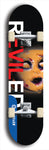 Skateboard deck: Limited edition, North American maple skateboard deck designed by underground artist BellyRash - available widths 7.5 to 8.5 inches in both mellow concave and steep concave shapes. Artwork: REVILED brand popsicle-shaped with a dead-face baby doll in the background