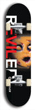 Skateboard deck: Limited edition, North American maple skateboard deck designed by underground artist BellyRash - available widths 7.5 to 8.5 inches in both mellow concave and steep concave shapes. Artwork: REVILED brand popsicle-shaped with a dead-face baby doll in the background