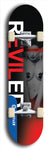 Skateboard deck: Limited edition, North American maple skateboard deck designed by underground artist BellyRash - available widths 7.5 to 8.5 inches in both mellow concave and steep concave shapes. Artwork: REVILED brand popsicle-shaped with a muted erotic woman with red scribbles on her face
