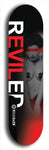 Skateboard deck: Limited edition, North American maple skateboard deck designed by underground artist BellyRash - available widths 7.5 to 8.5 inches in both mellow concave and steep concave shapes. Artwork: REVILED brand popsicle-shaped with a muted erotic woman with red scribbles on her face