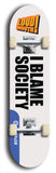 Limited edition, North American maple skateboard deck designed by underground artist BellyRash -- available in widths 7.5 to 8.5 inches in both mellow concave and steep concave shapes. Artwork: LOUDMOUTH brand popsicle-shaped skateboard deck with large with large black text on white background