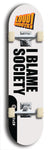 Limited edition, North American maple skateboard deck designed by underground artist BellyRash -- available in widths 7.5 to 8.5 inches in both mellow concave and steep concave shapes. Artwork: LOUDMOUTH brand popsicle-shaped skateboard deck with large with large black text on white background