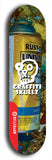 Skateboard deck: Limited edition, North American maple skateboard deck designed by underground artist BellyRash - available widths 7.5 to 8.5 inches in both mellow concave and steep concave shapes. Artwork: GRAFFITI SKULLZ logo brand popsicle-shaped deck with graffiti or street art background