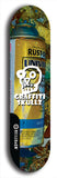 Skateboard deck: Limited edition, North American maple skateboard deck designed by underground artist BellyRash - available widths 7.5 to 8.5 inches in both mellow concave and steep concave shapes. Artwork: GRAFFITI SKULLZ logo brand popsicle-shaped deck with graffiti or street art background