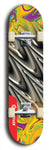 Skateboard deck: Limited edition, North American maple skateboard deck designed by underground artist BellyRash - available widths 7.5 to 8.5 inches in both mellow concave and steep concave shapes. Artwork: ABEX LIQUID brand popsicle-shaped with a multi-colored swirling patterned background