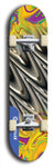 Skateboard deck: Limited edition, North American maple skateboard deck designed by underground artist BellyRash - available widths 7.5 to 8.5 inches in both mellow concave and steep concave shapes. Artwork: ABEX LIQUID brand popsicle-shaped with a multi-colored swirling patterned background