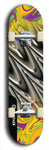 Skateboard deck: Limited edition, North American maple skateboard deck designed by underground artist BellyRash - available widths 7.5 to 8.5 inches in both mellow concave and steep concave shapes. Artwork: ABEX LIQUID brand popsicle-shaped with a multi-colored swirling patterned background
