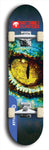 Skateboard deck: Limited edition, North American maple skateboard deck designed by underground artist BellyRash -- available in widths 7.5 to 8.5 inches in both mellow concave and steep concave shapes. Artwork: BUTTUGLY MONSTERS brand popsicle-shaped skateboard deck with monster in background. 