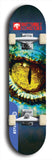 Skateboard deck: Limited edition, North American maple skateboard deck designed by underground artist BellyRash -- available in widths 7.5 to 8.5 inches in both mellow concave and steep concave shapes. Artwork: BUTTUGLY MONSTERS brand popsicle-shaped skateboard deck with monster in background. 