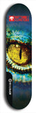 Skateboard deck: Limited edition, North American maple skateboard deck designed by underground artist BellyRash -- available in widths 7.5 to 8.5 inches in both mellow concave and steep concave shapes. Artwork: BUTTUGLY MONSTERS brand popsicle-shaped skateboard deck with monster in background. 