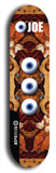 Skateboard deck: Limited edition, North American maple skateboard deck designed by underground artist BellyRash - available widths 7.5 to 8.5 inches in both mellow concave and steep concave shapes. Artwork: EYEBALL JOE logo brand popsicle-shaped deck 