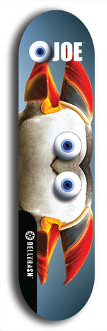 Skateboard deck: Limited edition, North American maple skateboard deck designed by underground artist BellyRash - available widths 7.5 to 8.5 inches in both mellow concave and steep concave shapes. Artwork: EYEBALL JOE logo brand popsicle-shaped deck 