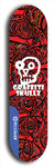 Skateboard deck: Limited edition, North American maple skateboard deck designed by underground artist BellyRash - available widths 7.5 to 8.5 inches in both mellow concave and steep concave shapes. Artwork: GRAFFITI SKULLZ logo brand popsicle-shaped deck with graffiti or street art background