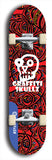 Skateboard deck: Limited edition, North American maple skateboard deck designed by underground artist BellyRash - available widths 7.5 to 8.5 inches in both mellow concave and steep concave shapes. Artwork: GRAFFITI SKULLZ logo brand popsicle-shaped deck with graffiti or street art background