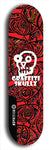 Skateboard deck: Limited edition, North American maple skateboard deck designed by underground artist BellyRash - available widths 7.5 to 8.5 inches in both mellow concave and steep concave shapes. Artwork: GRAFFITI SKULLZ logo brand popsicle-shaped deck with graffiti or street art background