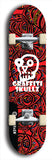 Skateboard deck: Limited edition, North American maple skateboard deck designed by underground artist BellyRash - available widths 7.5 to 8.5 inches in both mellow concave and steep concave shapes. Artwork: GRAFFITI SKULLZ logo brand popsicle-shaped deck with graffiti or street art background