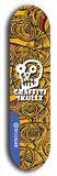 Skateboard deck: Limited edition, North American maple skateboard deck designed by underground artist BellyRash - available widths 7.5 to 8.5 inches in both mellow concave and steep concave shapes. Artwork: GRAFFITI SKULLZ logo brand popsicle-shaped deck with graffiti or street art background