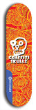 Skateboard deck: Limited edition, North American maple skateboard deck designed by underground artist BellyRash - available widths 7.5 to 8.5 inches in both mellow concave and steep concave shapes. Artwork: GRAFFITI SKULLZ logo brand popsicle-shaped deck with graffiti or street art background