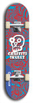 Skateboard deck: Limited edition, North American maple skateboard deck designed by underground artist BellyRash - available widths 7.5 to 8.5 inches in both mellow concave and steep concave shapes. Artwork: GRAFFITI SKULLZ logo brand popsicle-shaped deck with graffiti or street art background