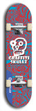 Skateboard deck: Limited edition, North American maple skateboard deck designed by underground artist BellyRash - available widths 7.5 to 8.5 inches in both mellow concave and steep concave shapes. Artwork: GRAFFITI SKULLZ logo brand popsicle-shaped deck with graffiti or street art background