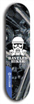 Skateboard deck: Limited edition, North American maple skateboard deck designed by underground artist BellyRash - available widths 7.5 to 8.5 inches in both mellow concave and steep concave shapes. Artwork: BASTARD BIKER logo brand popsicle-shaped deck with mechanical design in background