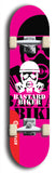 Skateboard deck: Limited edition, North American maple skateboard deck designed by underground artist BellyRash - available widths 7.5 to 8.5 inches in both mellow concave and steep concave shapes. Artwork: BASTARD BIKER logo brand popsicle-shaped deck with mechanical design in background