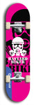 Skateboard deck: Limited edition, North American maple skateboard deck designed by underground artist BellyRash - available widths 7.5 to 8.5 inches in both mellow concave and steep concave shapes. Artwork: BASTARD BIKER logo brand popsicle-shaped deck with mechanical design in background