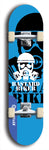 Skateboard deck: Limited edition, North American maple skateboard deck designed by underground artist BellyRash - available widths 7.5 to 8.5 inches in both mellow concave and steep concave shapes. Artwork: BASTARD BIKER logo brand popsicle-shaped deck with mechanical design in background