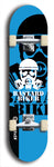 Skateboard deck: Limited edition, North American maple skateboard deck designed by underground artist BellyRash - available widths 7.5 to 8.5 inches in both mellow concave and steep concave shapes. Artwork: BASTARD BIKER logo brand popsicle-shaped deck with mechanical design in background