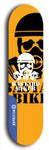 Skateboard deck: Limited edition, North American maple skateboard deck designed by underground artist BellyRash - available widths 7.5 to 8.5 inches in both mellow concave and steep concave shapes. Artwork: BASTARD BIKER logo brand popsicle-shaped deck with mechanical design in background