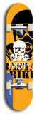 Skateboard deck: Limited edition, North American maple skateboard deck designed by underground artist BellyRash - available widths 7.5 to 8.5 inches in both mellow concave and steep concave shapes. Artwork: BASTARD BIKER logo brand popsicle-shaped deck with mechanical design in background