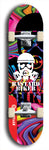 Skateboard deck: Limited edition, North American maple skateboard deck designed by underground artist BellyRash - available widths 7.5 to 8.5 inches in both mellow concave and steep concave shapes. Artwork: BASTARD BIKER logo brand popsicle-shaped deck with mechanical design in background