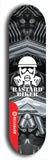 Skateboard deck: Limited edition, North American maple skateboard deck designed by underground artist BellyRash - available widths 7.5 to 8.5 inches in both mellow concave and steep concave shapes. Artwork: BASTARD BIKER logo brand popsicle-shaped deck with mechanical design in background