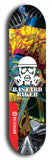 Skateboard deck: Limited edition, North American maple skateboard deck designed by underground artist BellyRash - available widths 7.5 to 8.5 inches in both mellow concave and steep concave shapes. Artwork: BASTARD BIKER logo brand popsicle-shaped deck with mechanical design in background