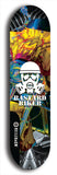 Skateboard deck: Limited edition, North American maple skateboard deck designed by underground artist BellyRash - available widths 7.5 to 8.5 inches in both mellow concave and steep concave shapes. Artwork: BASTARD BIKER logo brand popsicle-shaped deck with mechanical design in background