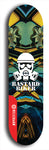 Skateboard deck: Limited edition, North American maple skateboard deck designed by underground artist BellyRash - available widths 7.5 to 8.5 inches in both mellow concave and steep concave shapes. Artwork: BASTARD BIKER logo brand popsicle-shaped deck with mechanical design in background