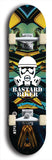 Skateboard deck: Limited edition, North American maple skateboard deck designed by underground artist BellyRash - available widths 7.5 to 8.5 inches in both mellow concave and steep concave shapes. Artwork: BASTARD BIKER logo brand popsicle-shaped deck with mechanical design in background