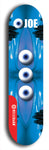 Skateboard deck: Limited edition, North American maple skateboard deck designed by underground artist BellyRash - available widths 7.5 to 8.5 inches in both mellow concave and steep concave shapes. Artwork: EYEBALL JOE logo brand popsicle-shaped deck 