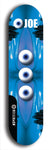 Skateboard deck: Limited edition, North American maple skateboard deck designed by underground artist BellyRash - available widths 7.5 to 8.5 inches in both mellow concave and steep concave shapes. Artwork: EYEBALL JOE logo brand popsicle-shaped deck 