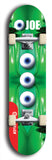 Skateboard deck: Limited edition, North American maple skateboard deck designed by underground artist BellyRash - available widths 7.5 to 8.5 inches in both mellow concave and steep concave shapes. Artwork: EYEBALL JOE logo brand popsicle-shaped deck with unusual, rare three eyeball formation