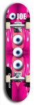 Skateboard deck: Limited edition, North American maple skateboard deck designed by underground artist BellyRash - available widths 7.5 to 8.5 inches in both mellow concave and steep concave shapes. Artwork: EYEBALL JOE logo brand popsicle-shaped deck with unusual, rare three eyeball formation