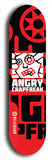 Skateboard deck: Limited edition, North American maple skateboard deck designed by underground artist BellyRash - available widths 7.5 to 8.5 inches in both mellow concave and steep concave shapes. Artwork: ANGRY CRAPFREAK brand popsicle-shaped with a multi-colored patterned background with large ANGRY CRAPFREAK logo