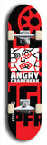 Skateboard deck: Limited edition, North American maple skateboard deck designed by underground artist BellyRash - available widths 7.5 to 8.5 inches in both mellow concave and steep concave shapes. Artwork: ANGRY CRAPFREAK brand popsicle-shaped with a multi-colored patterned background with large ANGRY CRAPFREAK logo