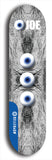 Skateboard deck: Limited edition, North American maple skateboard deck designed by underground artist BellyRash - available widths 7.5 to 8.5 inches in both mellow concave and steep concave shapes. Artwork: EYEBALL JOE logo brand popsicle-shaped deck with unusual, rare three eyeball formation