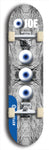 Skateboard deck: Limited edition, North American maple skateboard deck designed by underground artist BellyRash - available widths 7.5 to 8.5 inches in both mellow concave and steep concave shapes. Artwork: EYEBALL JOE logo brand popsicle-shaped deck with unusual, rare three eyeball formation